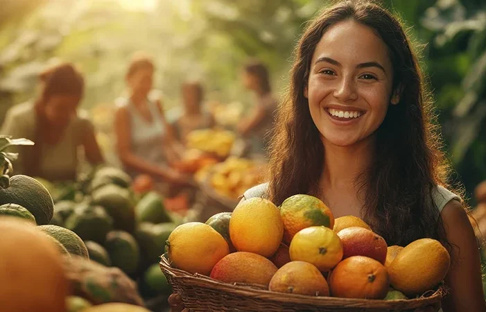 Celebrating the beauty and abundance of fruit harvests nurtured by sustainable care.